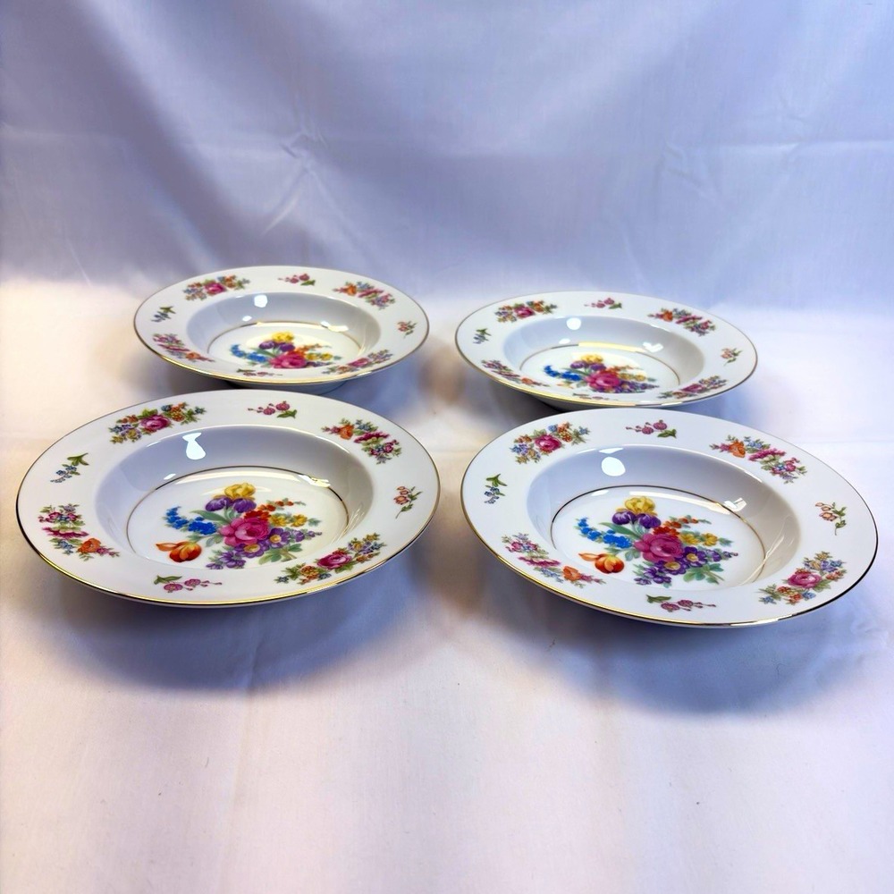 Noritake Colton 3081 Japan Floral Soup/Pasta Bowls 8 in Set of 4 SR - 532